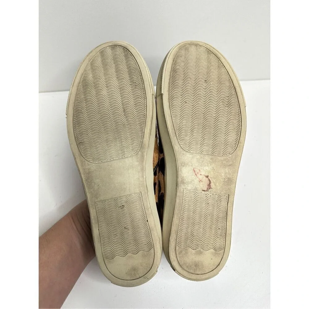 Steve Madden Ecentric Leopard‎ Calf Hair Slip On Sneakers Tan Black Womens 7